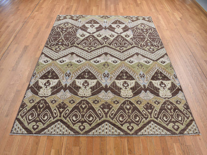 Tribal Tribal & Geometric hand-knotted wool rug in Brown, 8'1" x 10' — SKU O087007 (view 2)