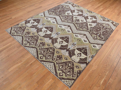 Brown 8'1" x 10'0" Tribal Hand knotted Wool Rug - Sku: O087007