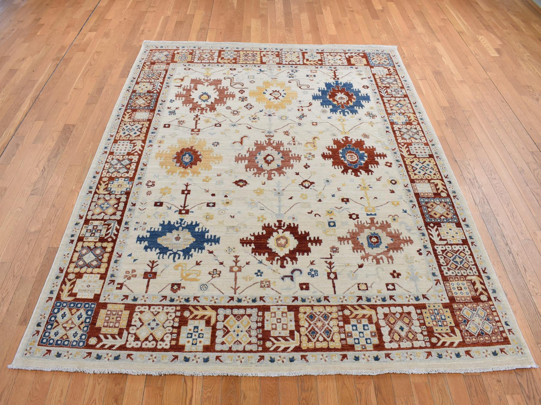 Mahal Oushak hand-knotted wool rug in Ivory & Red, 7'9" x 9'9" — SKU O087010 (view 2)