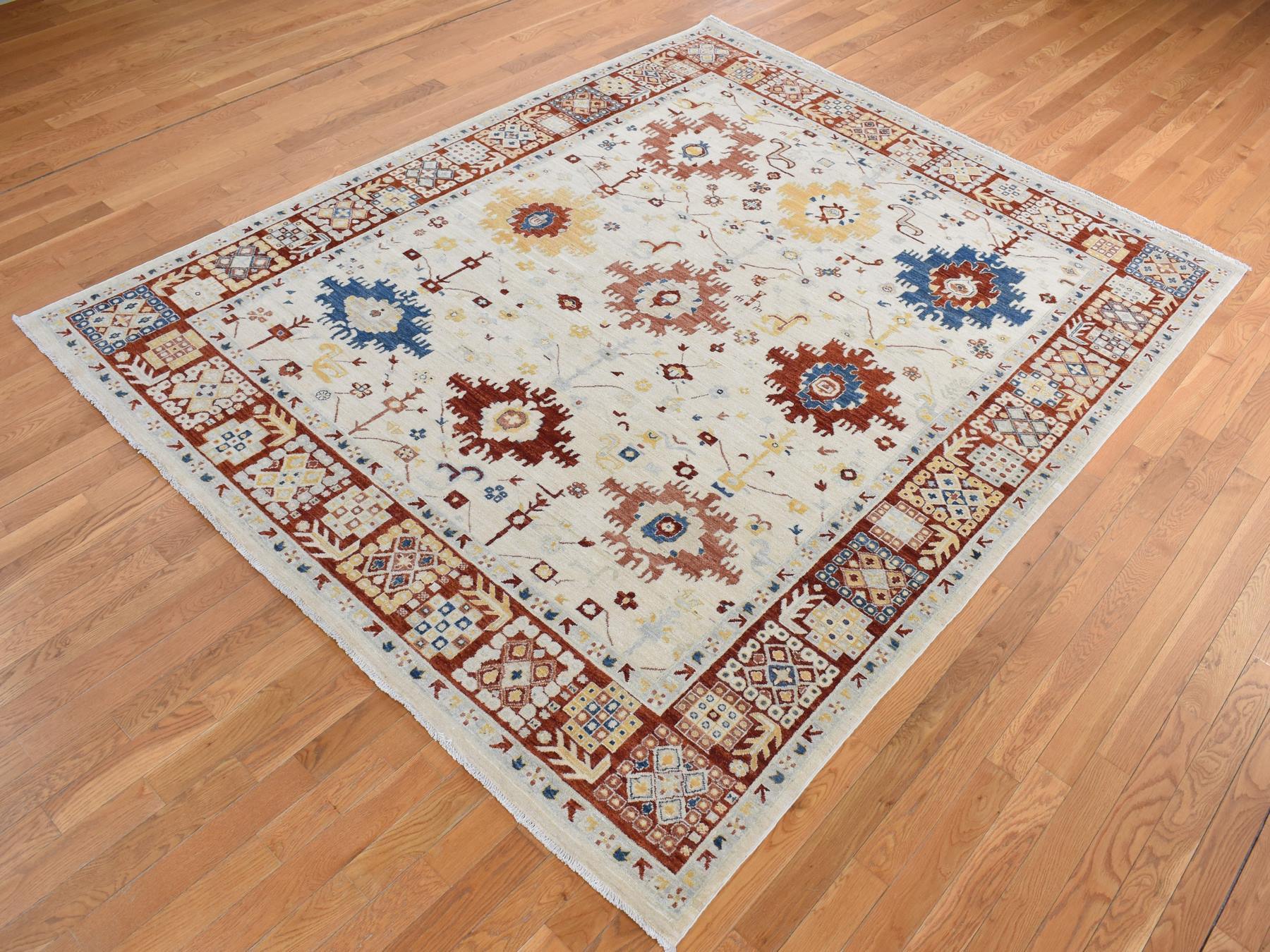 Mahal Oushak hand-knotted wool rug in Ivory & Red, 7'9" x 9'9" — SKU O087010 (view 3)