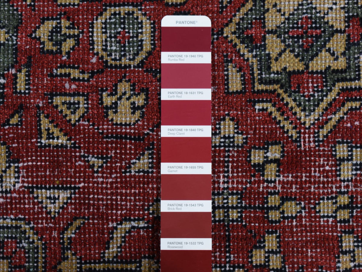 Mamluk Mamluk hand-knotted worn wool rug in Red & Ivory, 6'1" x 9' — SKU O087012 (view 7)