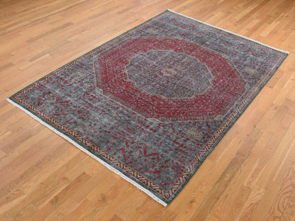 Green 6'0" x 9'0" Traditional Hand knotted Wool Rug - Sku: O087015