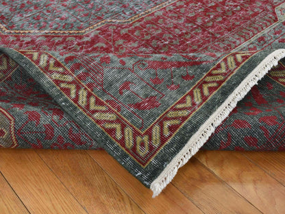 Green 6'0" x 9'0" Traditional Hand knotted Wool Rug - Sku: O087015