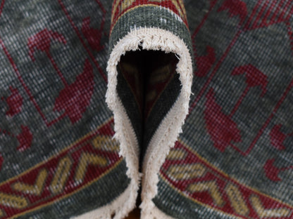Green 6'0" x 9'0" Traditional Hand knotted Wool Rug - Sku: O087015