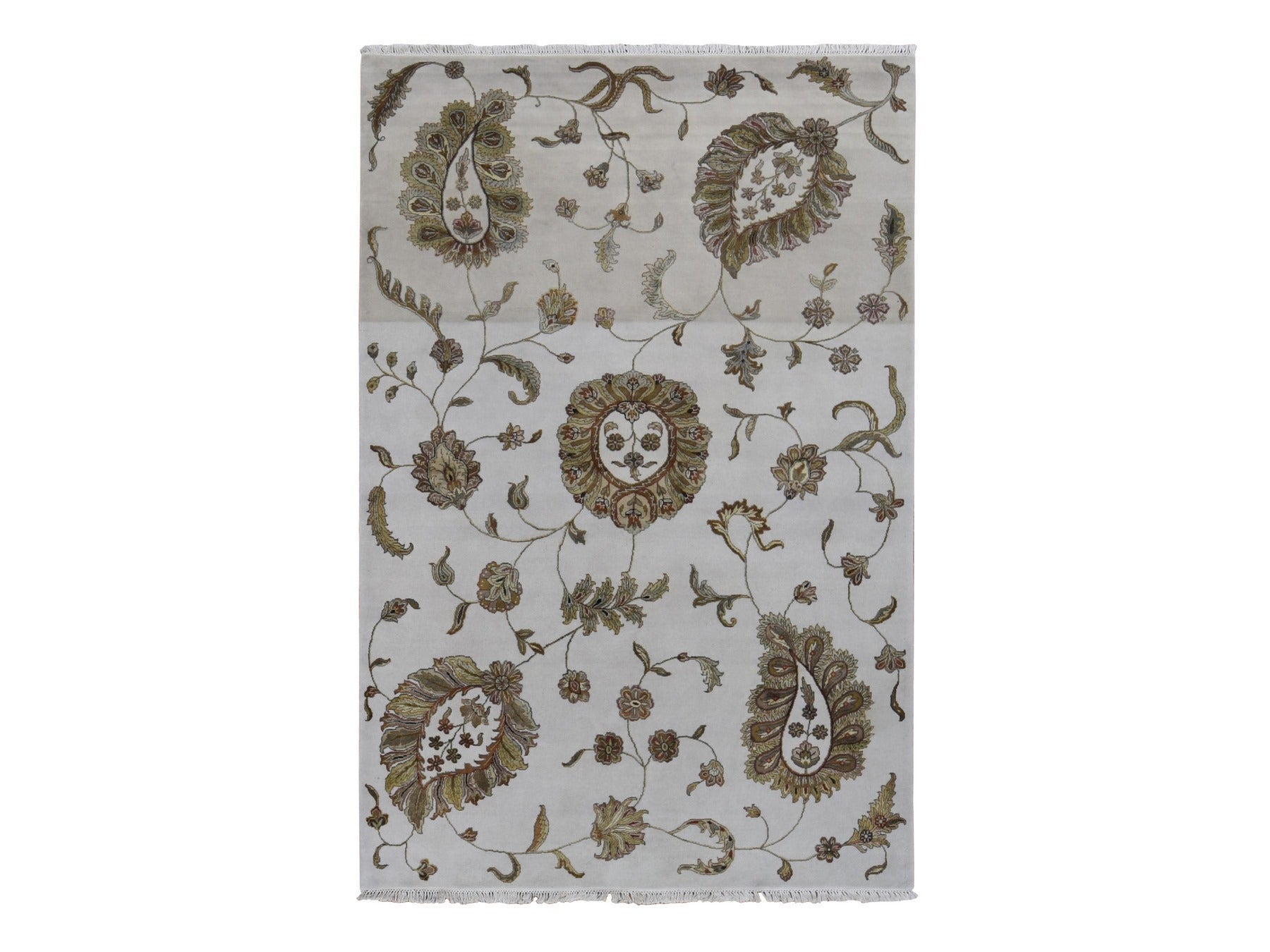 Rajasthan Rajasthan hand-knotted wool/silk rug in Gray, 6' x 9'2" — SKU O087017
