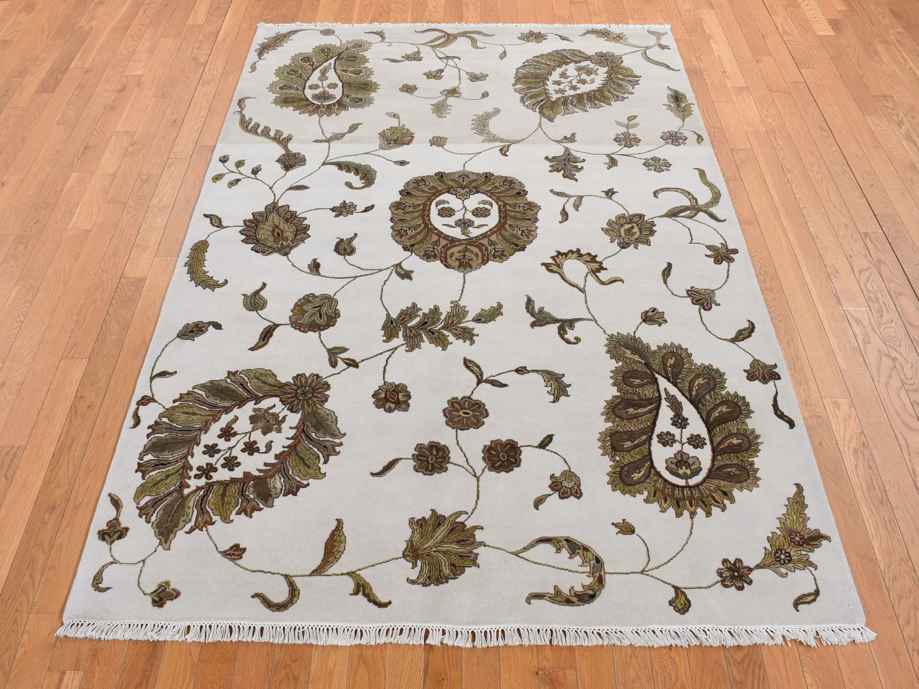 Rajasthan Rajasthan hand-knotted wool/silk rug in Gray, 6' x 9'2" — SKU O087017 (view 2)