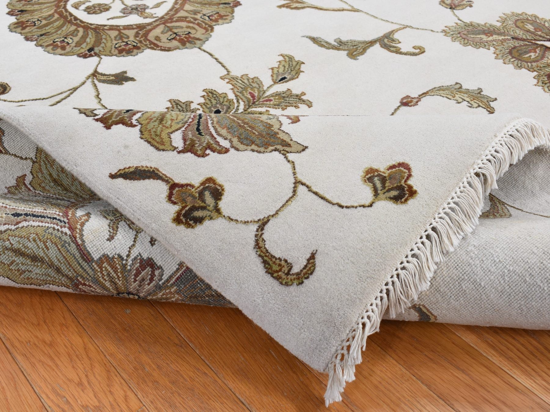 Rajasthan Rajasthan hand-knotted wool/silk rug in Gray, 6' x 9'2" — SKU O087017 (view 5)