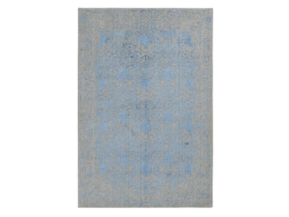 Blue 5'10" x 8'9" Modern and Contemporary Handloom Wool/Silk Rug - Sku: O087019