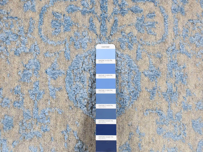 Blue 5'10" x 8'9" Modern and Contemporary Handloom Wool/Silk Rug - Sku: O087019