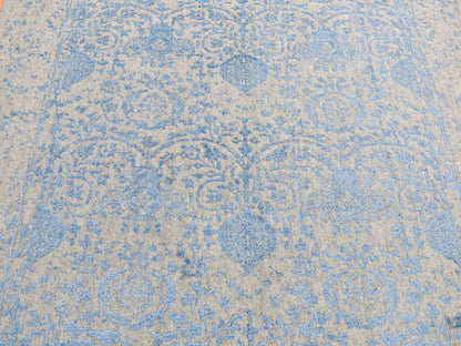 Blue 5'10" x 8'9" Modern and Contemporary Handloom Wool/Silk Rug - Sku: O087019