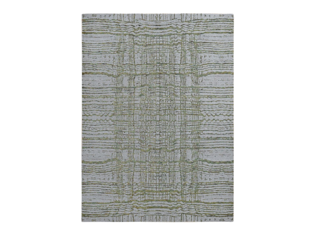 Modern / Contemporary hand-knotted wool/silk rug in Gray, 8' x 9'10" — SKU O087021