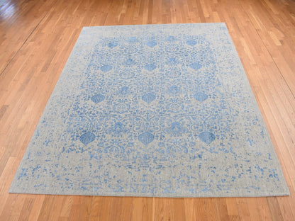Blue 7'10" x 9'9" Modern and Contemporary Handloom Wool Rug - Sku: O087022