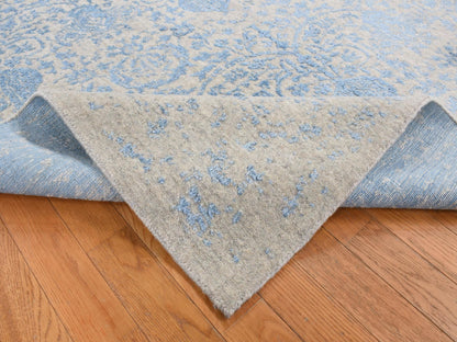 Blue 7'10" x 9'9" Modern and Contemporary Handloom Wool Rug - Sku: O087022