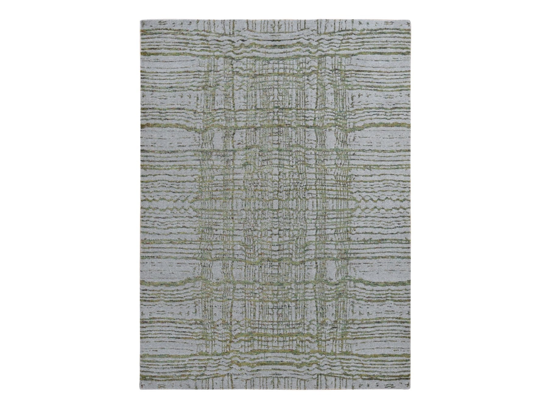 Modern / Contemporary hand-knotted wool/silk rug in Gray, 7'10" x 9'9" — SKU O087024