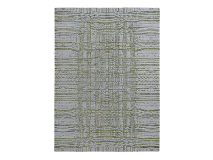 Modern / Contemporary hand-knotted wool/silk rug in Gray, 7'10" x 9'9" — SKU O087024