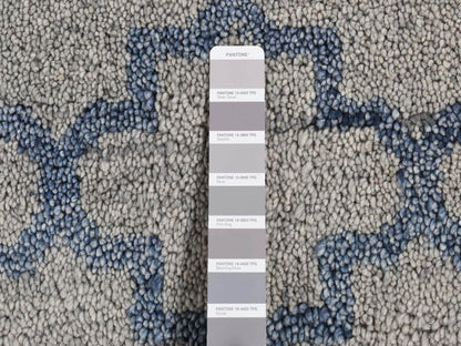 Grey 8'1" x 9'9" Modern / Contemporary Hand knotted Wool Rug - Sku: O087025