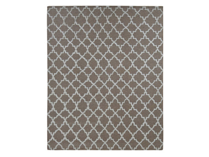 Brown 7'10" x 9'9" Modern / Contemporary Hand knotted Wool Rug - Sku: O087026
