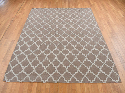 Brown 7'10" x 9'9" Modern / Contemporary Hand knotted Wool Rug - Sku: O087026