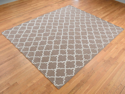 Brown 7'10" x 9'9" Modern / Contemporary Hand knotted Wool Rug - Sku: O087026