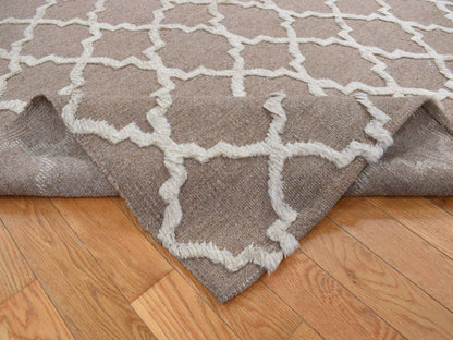Brown 7'10" x 9'9" Modern / Contemporary Hand knotted Wool Rug - Sku: O087026