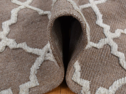 Brown 7'10" x 9'9" Modern / Contemporary Hand knotted Wool Rug - Sku: O087026