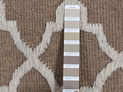 Brown 7'10" x 9'9" Modern / Contemporary Hand knotted Wool Rug - Sku: O087026