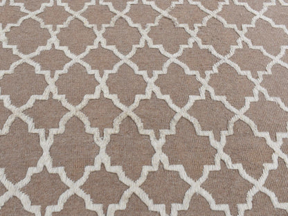 Brown 7'10" x 9'9" Modern / Contemporary Hand knotted Wool Rug - Sku: O087026