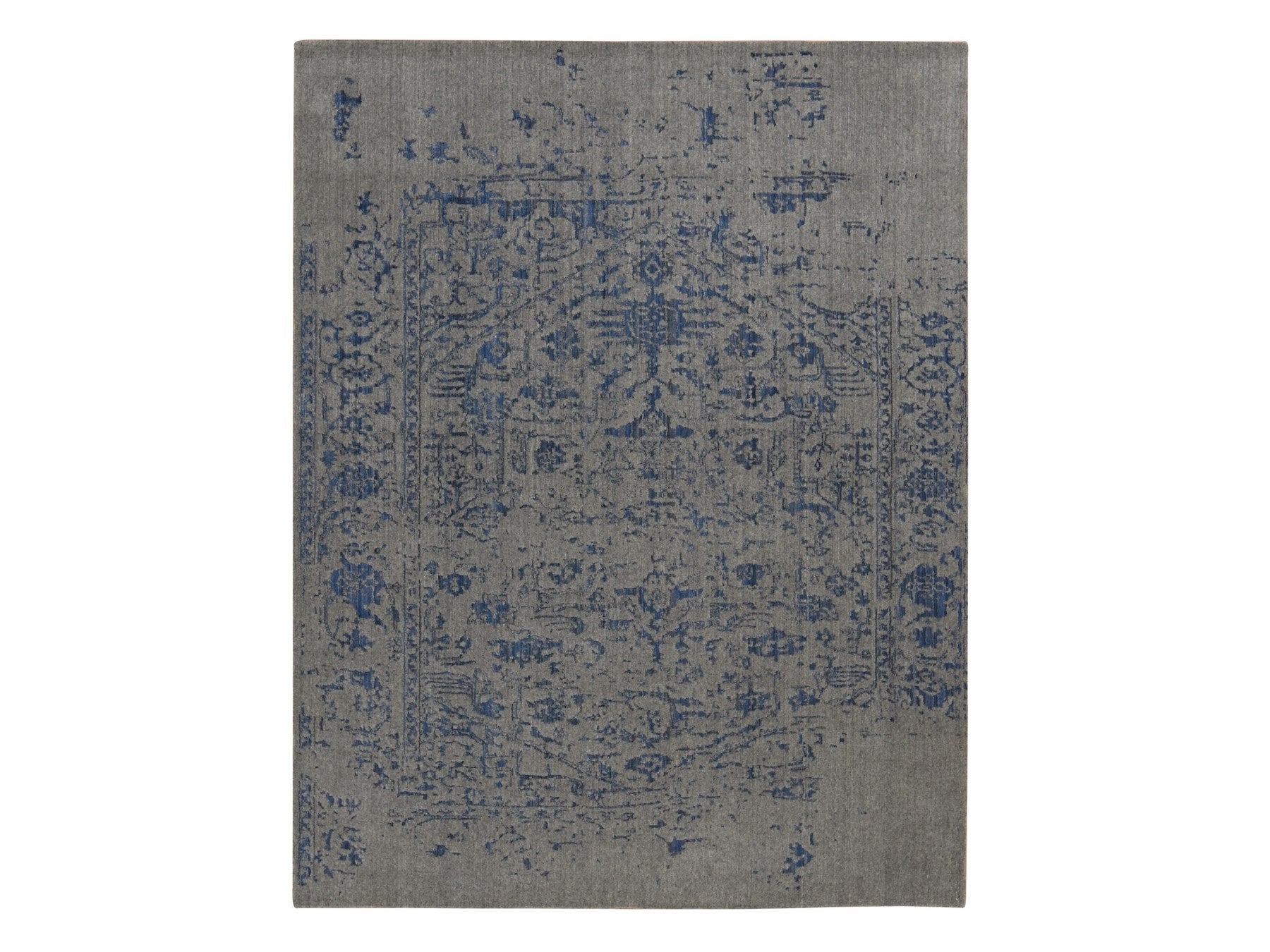 Heriz Modern / Contemporary hand-knotted wool/silk rug in Gray, 7'10" x 10' — SKU O087028