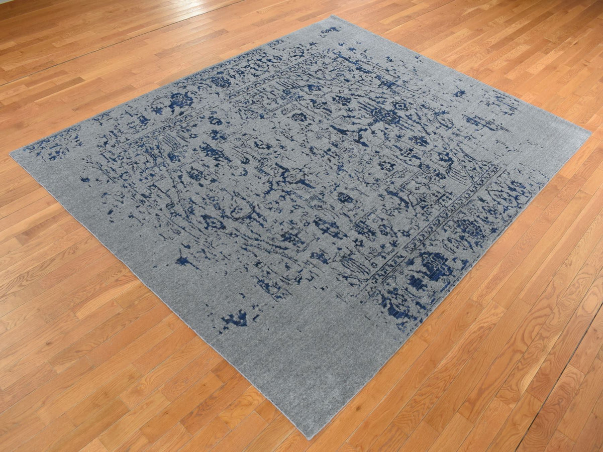 Heriz Modern / Contemporary hand-knotted wool/silk rug in Gray, 7'10" x 10' — SKU O087028 (view 3)