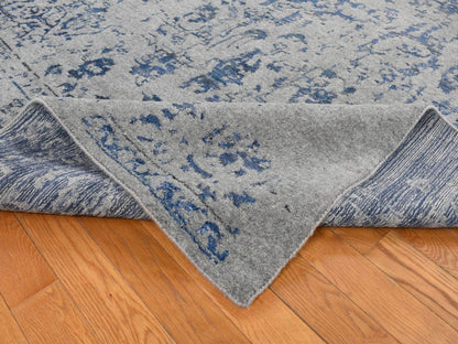 Grey 7'10" x 10'0" Modern / Contemporary Handloom Wool/Silk Rug - Sku: O087028
