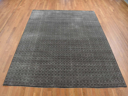 Brown 8'1" x 9'9" Modern / Contemporary Hand knotted Wool/Silk Rug - Sku: O087030