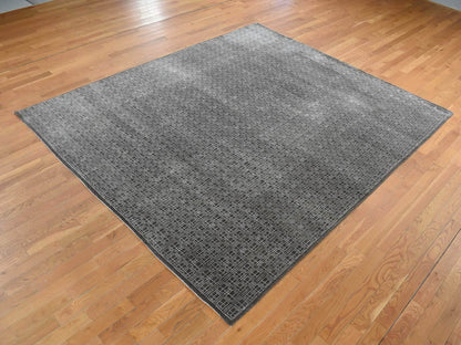Brown 8'1" x 9'9" Modern / Contemporary Hand knotted Wool/Silk Rug - Sku: O087030