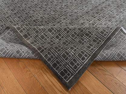 Brown 8'1" x 9'9" Modern / Contemporary Hand knotted Wool/Silk Rug - Sku: O087030