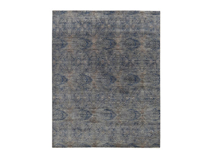 Modern / Contemporary hand-knotted wool/silk rug in Gray, 8' x 10'2" — SKU O087033