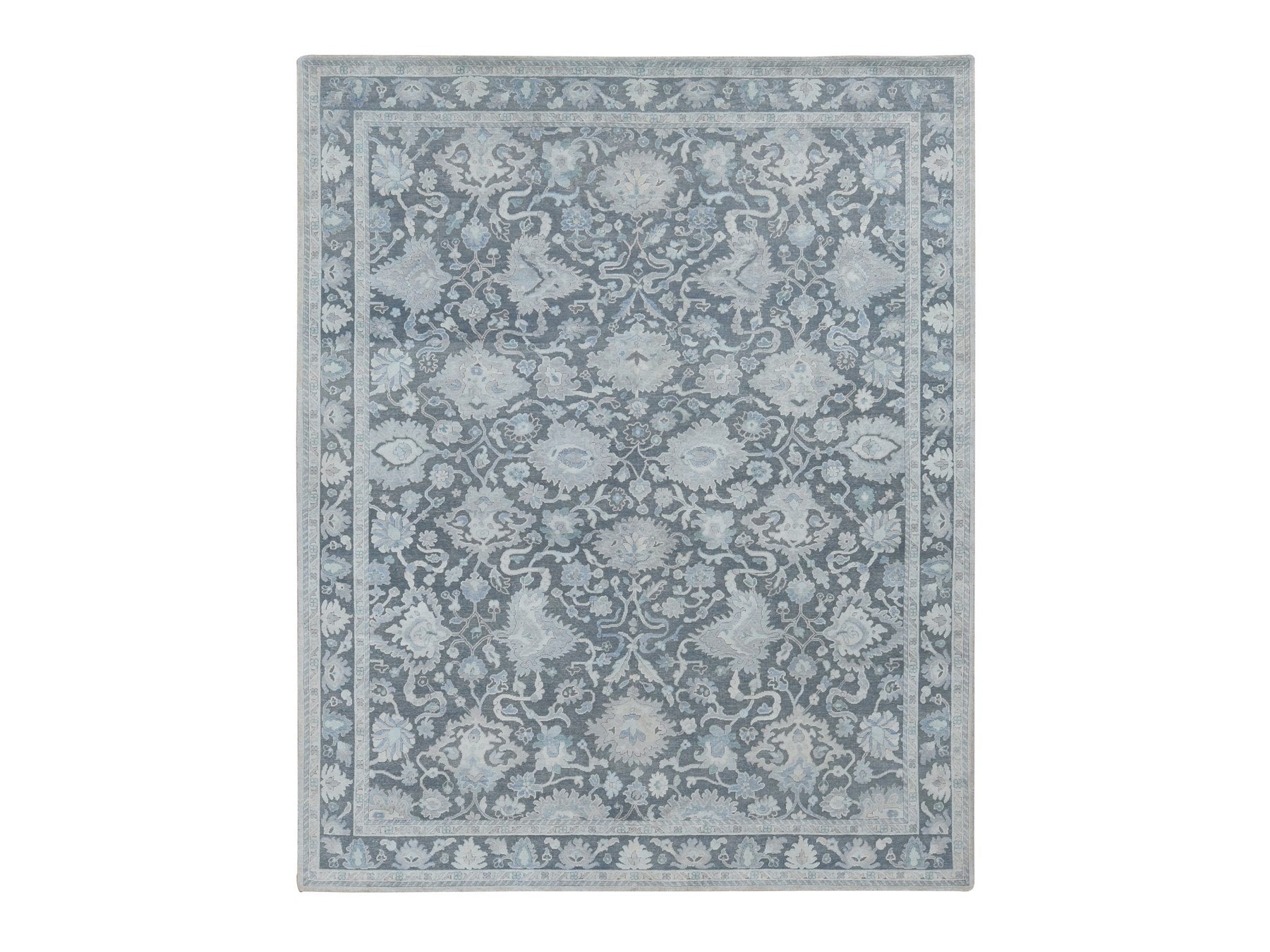 Oushak Oushak hand-knotted wool/silk rug in Gray, 8'1" x 10' — SKU O087037