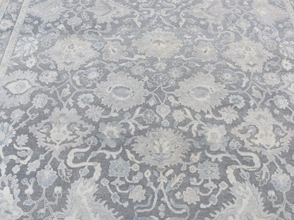 Grey 8'1" x 10'0" Oushak And Peshawar Hand knotted Wool/Silk Rug - Sku: O087037