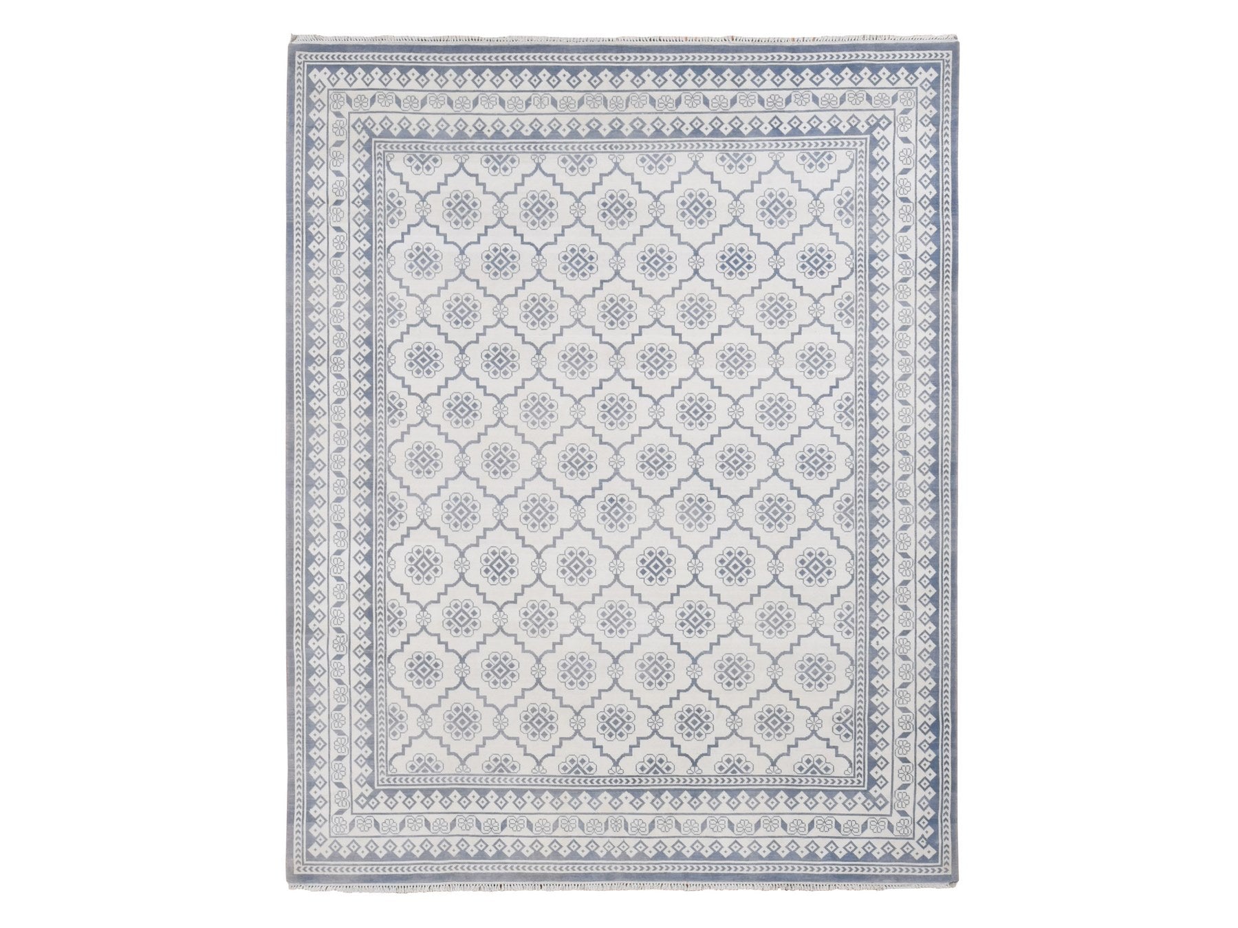 Agra Transitional hand-knotted cotton rug in Ivory, 8'1" x 10'2" — SKU O087041