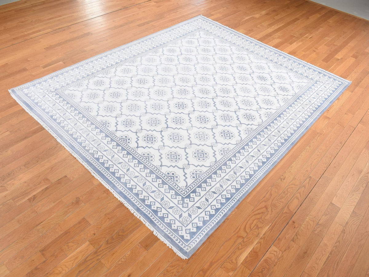 Agra Transitional hand-knotted cotton rug in Ivory, 8'1" x 10'2" — SKU O087041 (view 3)