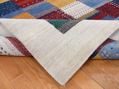 Gabbeh Tribal & Geometric hand-knotted wool rug in Ivory, 8'3" x 9'9" — SKU O087044 (view 5)