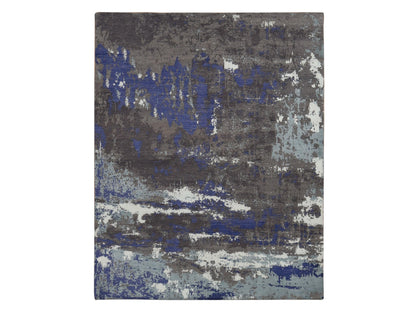 Modern / Contemporary hand-knotted wool/silk rug in Purple, 7'10" x 10' — SKU O087045