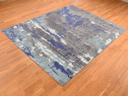 Modern / Contemporary hand-knotted wool/silk rug in Purple, 7'10" x 10' — SKU O087045 (view 3)