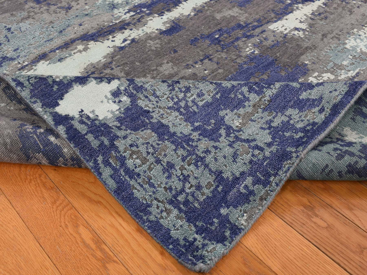 Modern / Contemporary hand-knotted wool/silk rug in Purple, 7'10" x 10' — SKU O087045 (view 5)