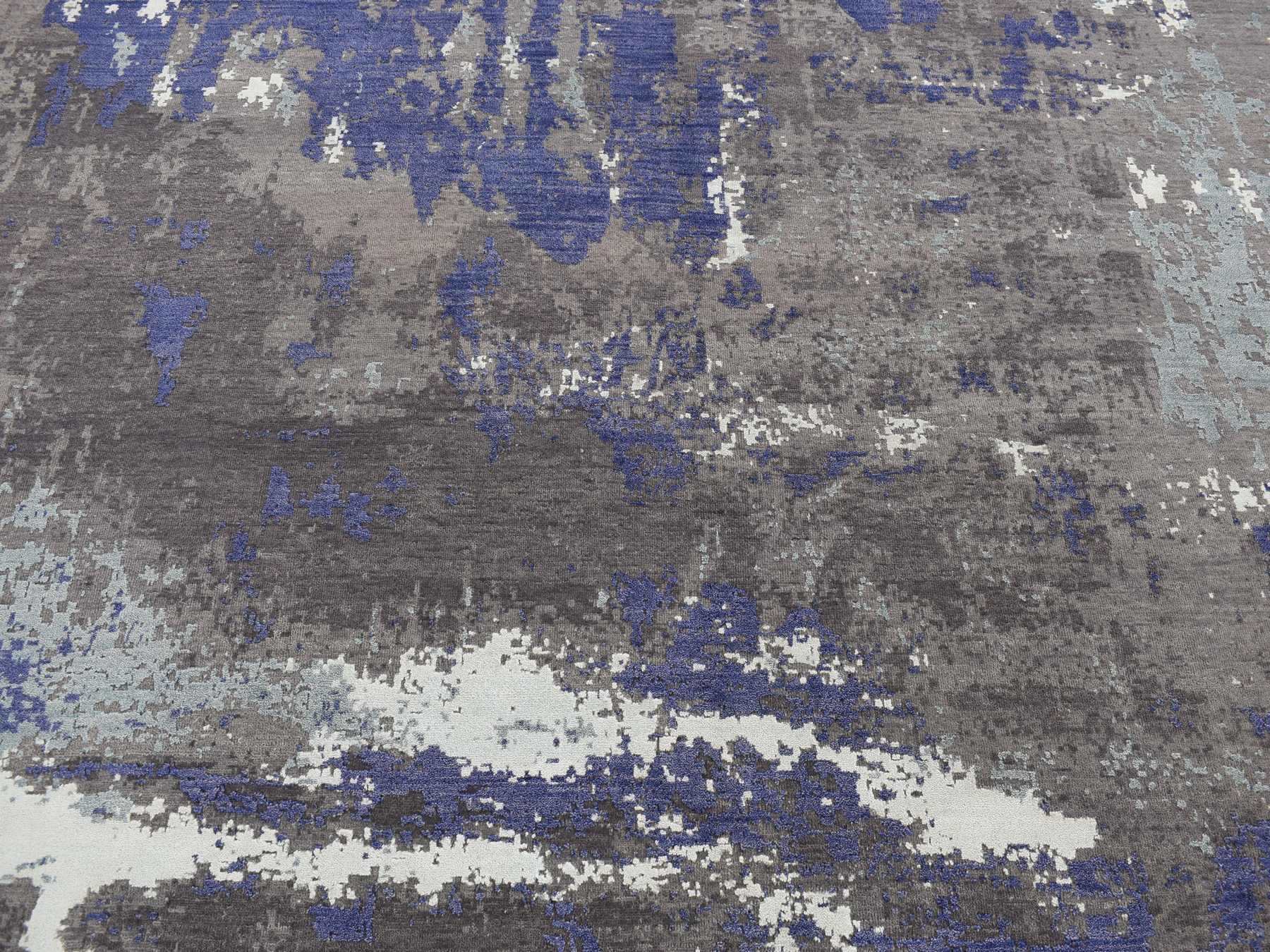Modern / Contemporary hand-knotted wool/silk rug in Purple, 7'10" x 10' — SKU O087045 (view 8)