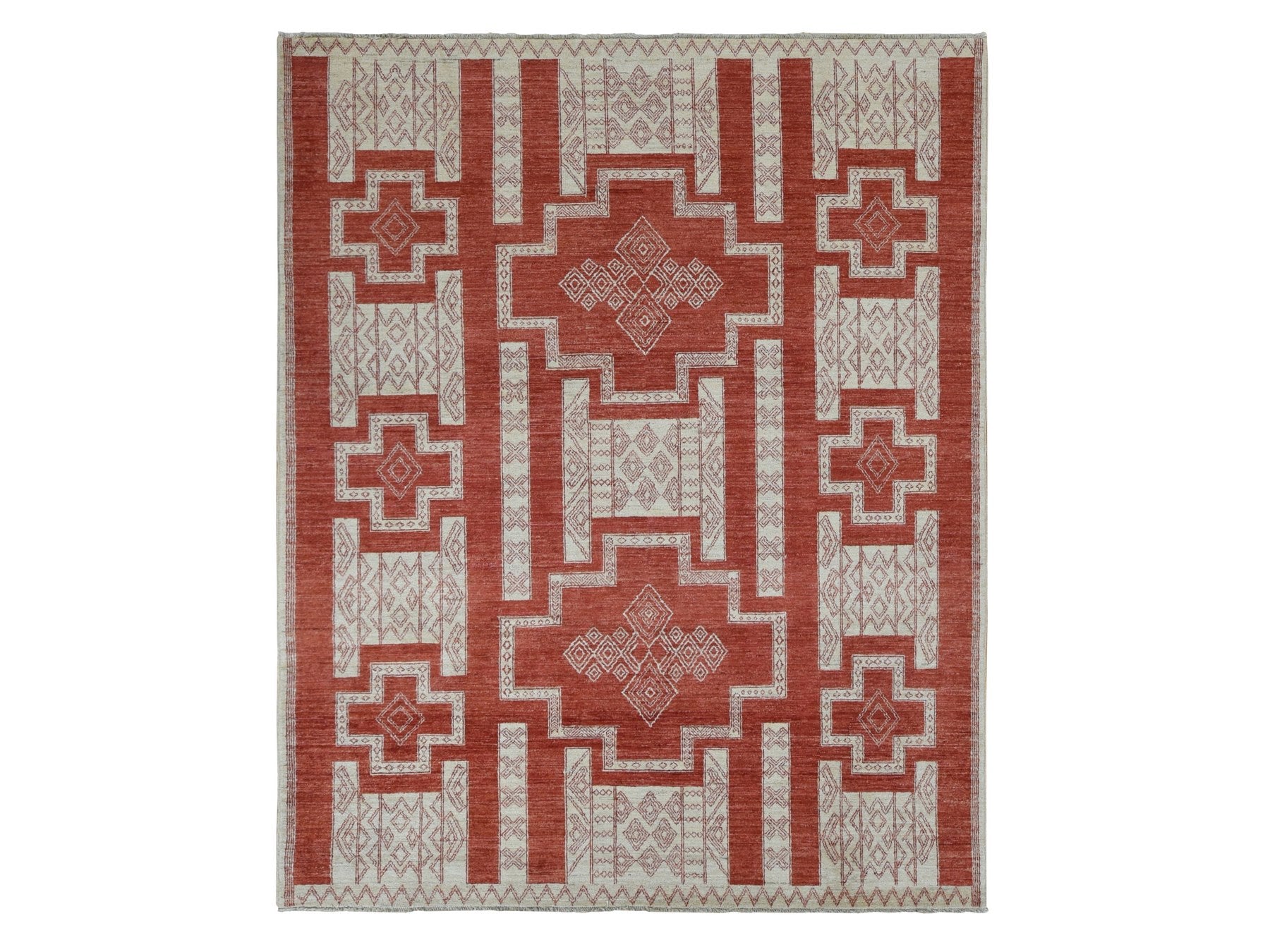 Peshawar Oushak hand-knotted wool rug in Red, 8'1" x 10' — SKU O087048
