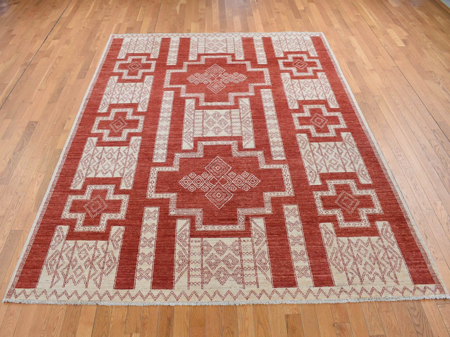 Peshawar Oushak hand-knotted wool rug in Red, 8'1" x 10' — SKU O087048 (view 2)