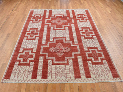 Peshawar Oushak hand-knotted wool rug in Red, 8'1" x 10' — SKU O087048 (view 2)