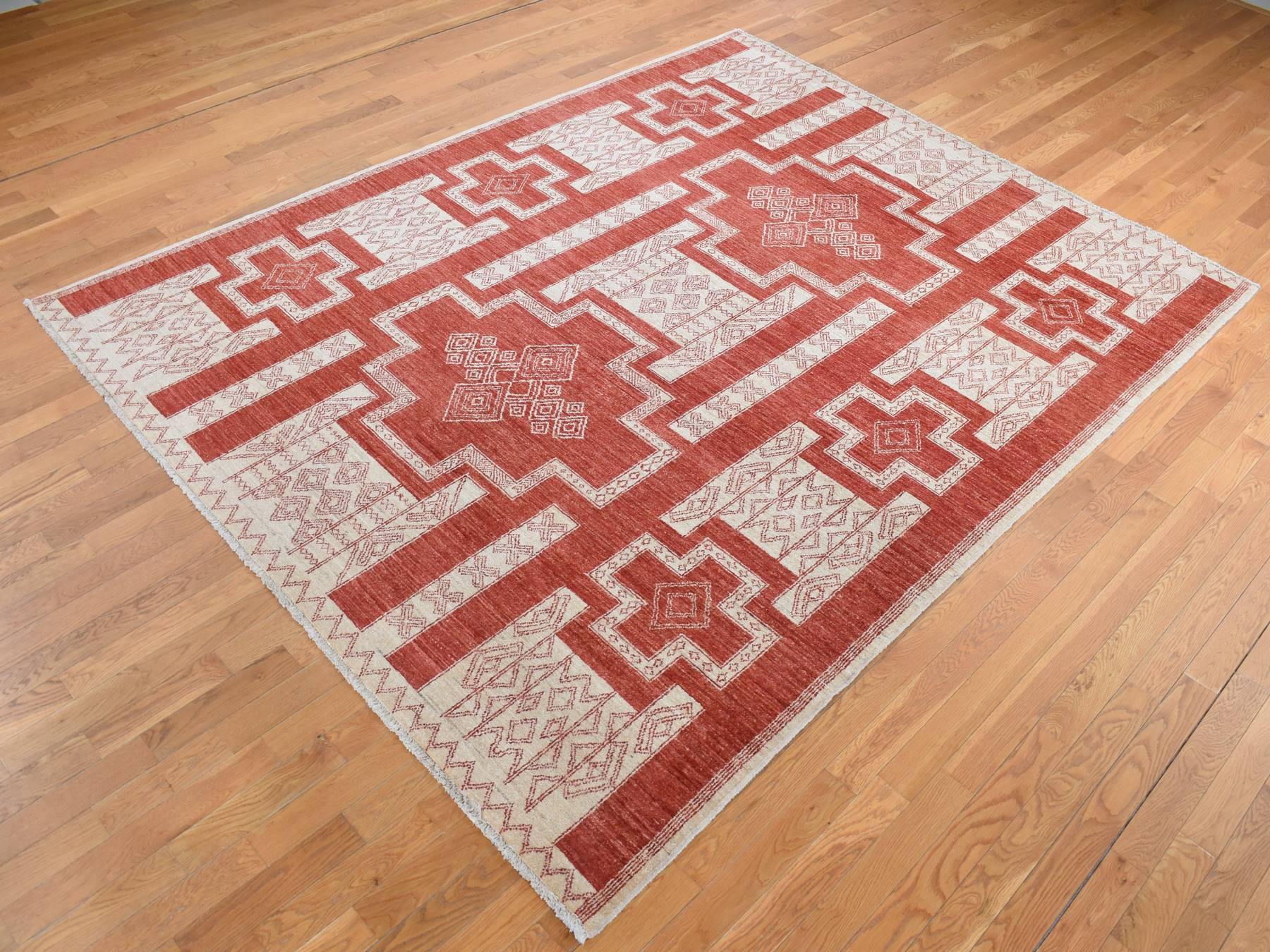 Peshawar Oushak hand-knotted wool rug in Red, 8'1" x 10' — SKU O087048 (view 3)