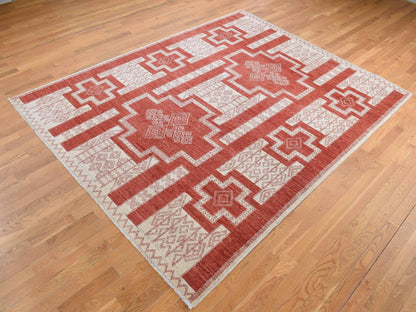 Peshawar Oushak hand-knotted wool rug in Red, 8'1" x 10' — SKU O087048 (view 3)