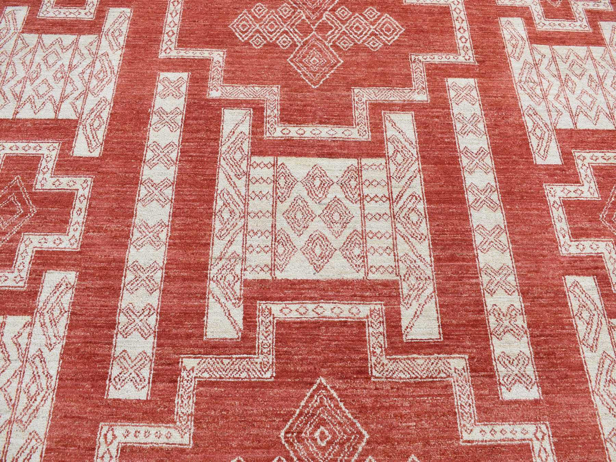Peshawar Oushak hand-knotted wool rug in Red, 8'1" x 10' — SKU O087048 (view 8)