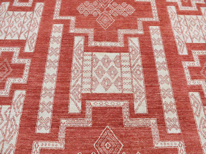 Peshawar Oushak hand-knotted wool rug in Red, 8'1" x 10' — SKU O087048 (view 8)